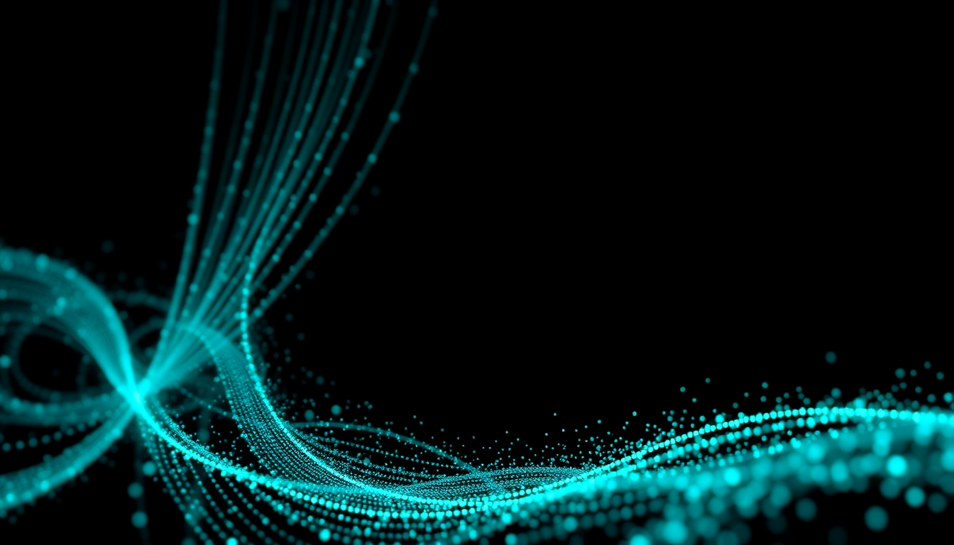 Abstract visualization of enterprise data flowing into a forecasting pipeline