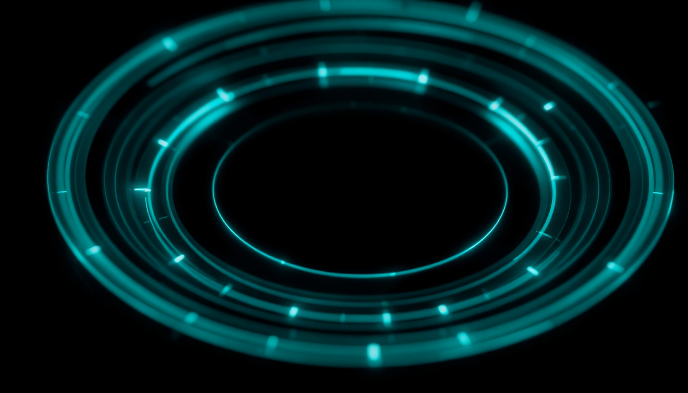 Abstract glowing cyan operational dashboard network on black background