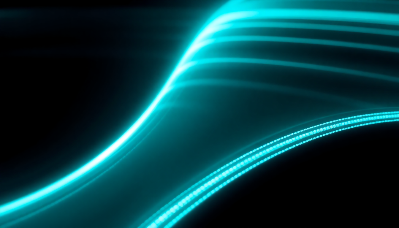 Layered cyan light bands rising toward a single point representing the Foundry operations architecture