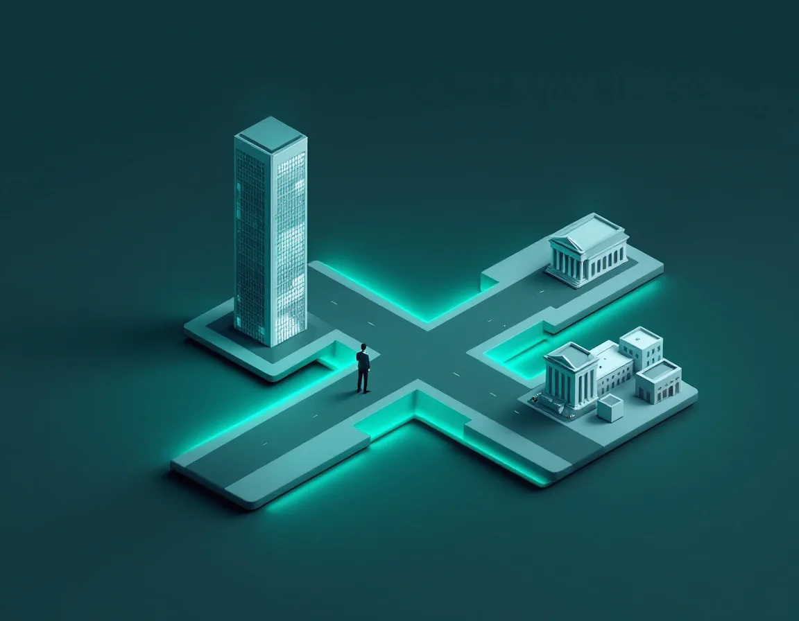 Crossroads leading to Palantir, consulting partners and customer companies that hire Foundry developers