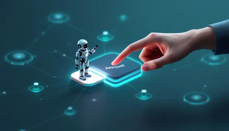 Palantir AIP agents illustrated as an AI assistant working on linked Ontology objects with a human approval step