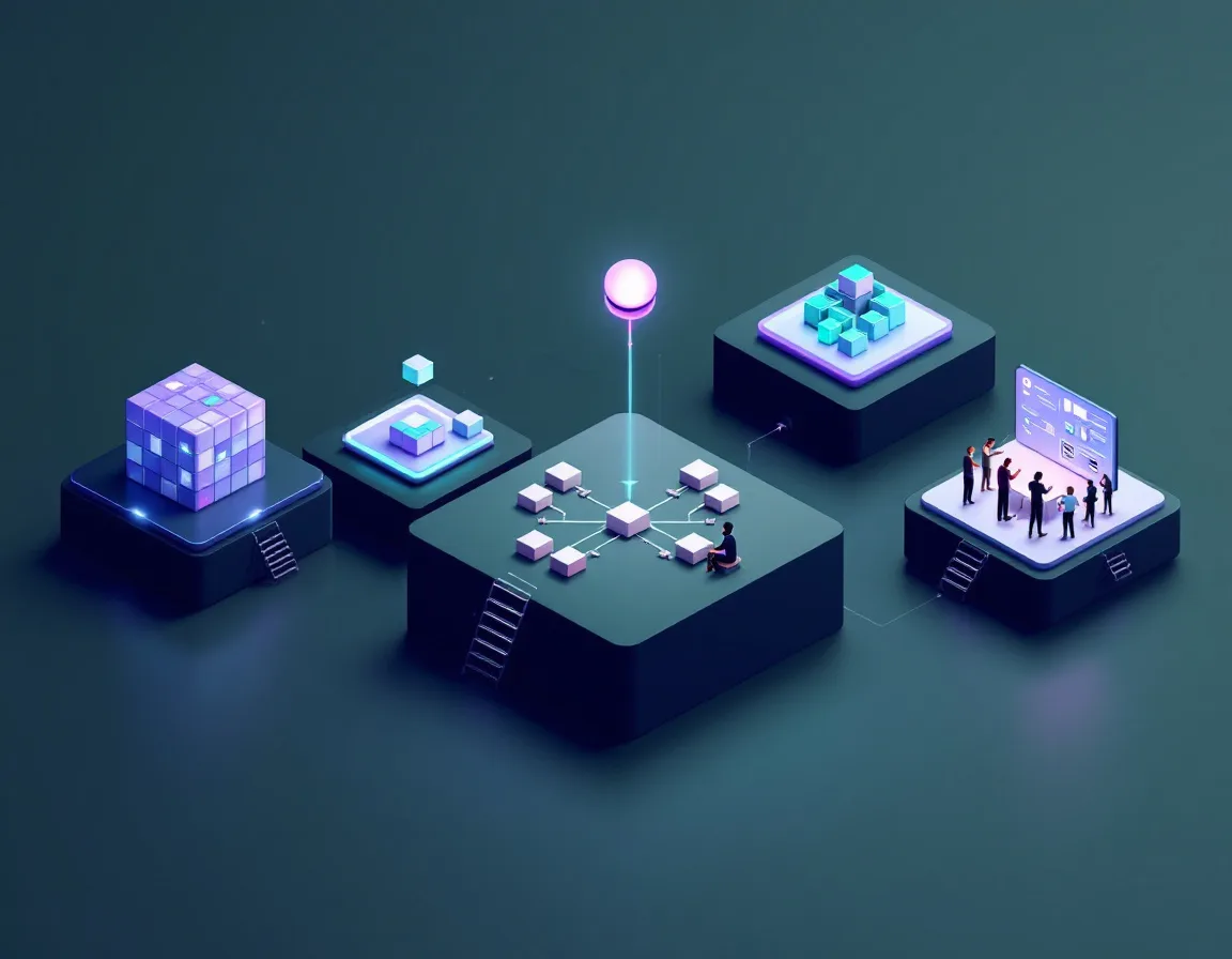 Five AIP Bootcamp stages for connecting data, modeling the Ontology, building AI, testing, and deciding