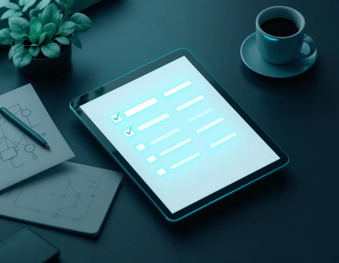 Pre-kickoff readiness checklist for a Palantir Foundry implementation shown on a tablet